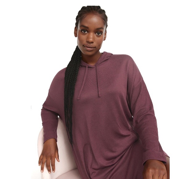 NWT Reitmans eggplant ribbed nightdress with hood size XL - Picture 2 of 8